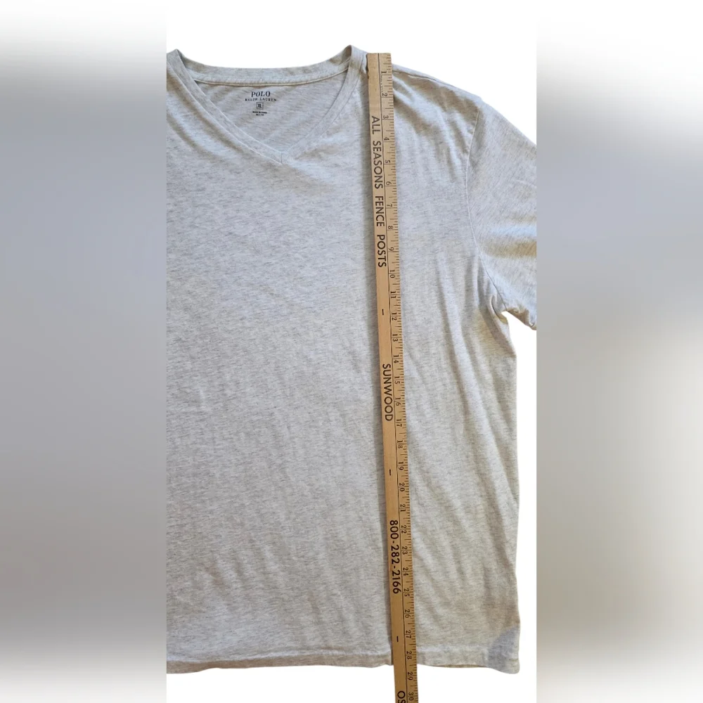 Polo Ralph Lauren XL Heather Gray V Neck Quiet Luxury Tee Shirt Extra Large